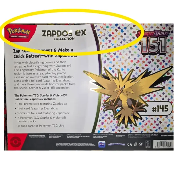 3 Zapdos EX Collection