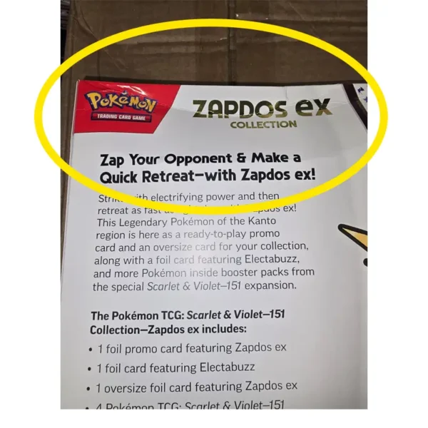 4 Zapdos EX Collection