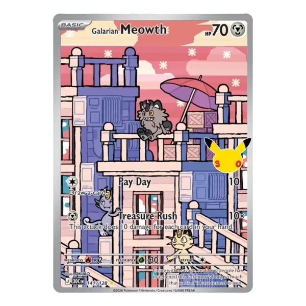 Galarian Meowth - 141/128 - 30th Celebration